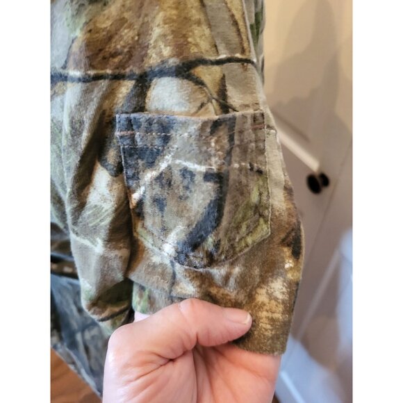 Tree Camo Long Sleeve Layered Tee Sheer Sleeve S Gorpcore Grunge Outdoors Nature - Picture 5 of 7